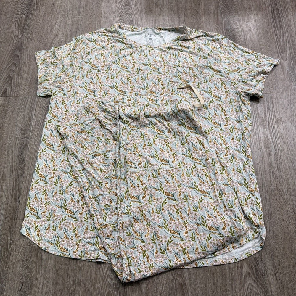 Lates by Kate Modal Blend Wispy Blue Floral Pajama Jogger & Tee Set 3XL